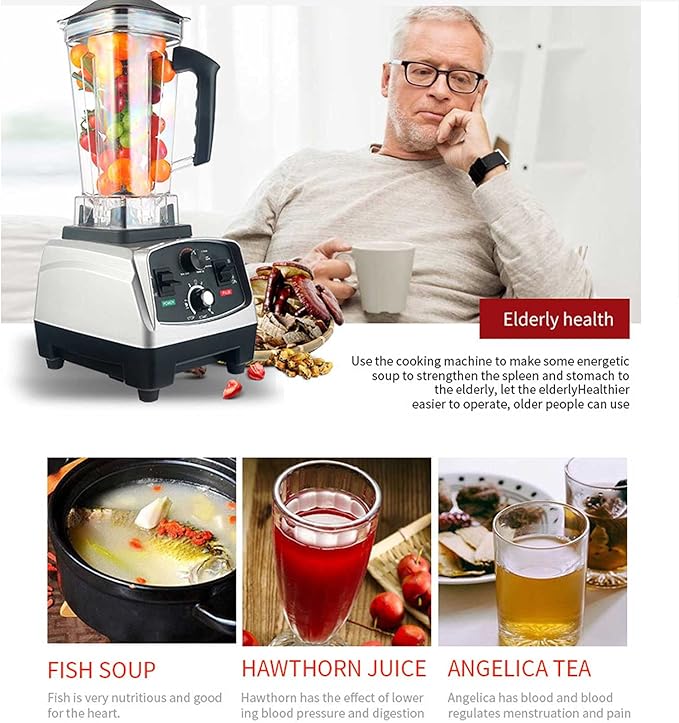 Compact Portable Blender 2l Professional Countertop Blender with Automatic Cleaning Function Strong Power Adjustable Speed Used Personal Blender for Milkshakes and Smoothies