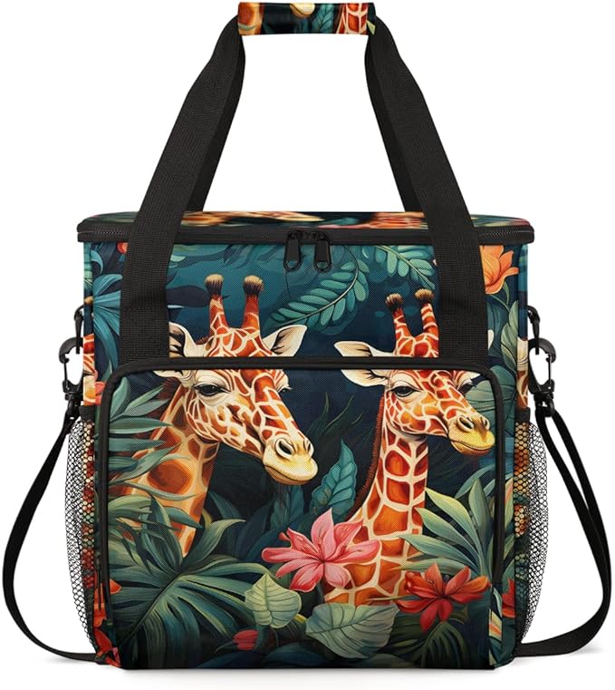 Forest Giraffe Coffee Maker Carrying Bag Cute Giraffe Travel Storage Bag Compatible with K-Mini or K-Mini Plus Single Serve Coffee Brewer Carrying Case with Multiple Pockets &amp Shoulder Strap