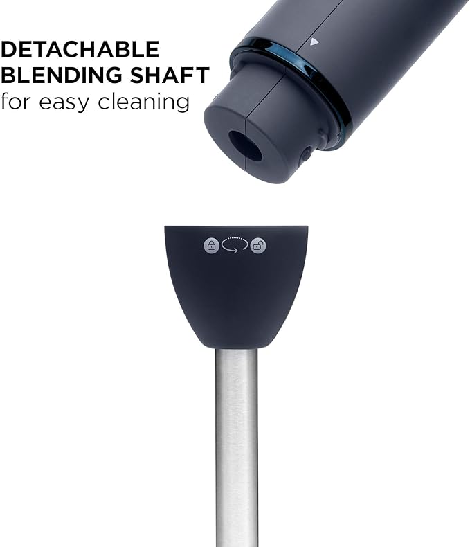 Chefman Immersion Stick Hand Blender with Stainless Steel Blades Powerful Electric Ice Crushing 2-Speed Control Handheld Food Mixer Purees Smoothies Shakes Sauces &amp Soups Midnight Blue