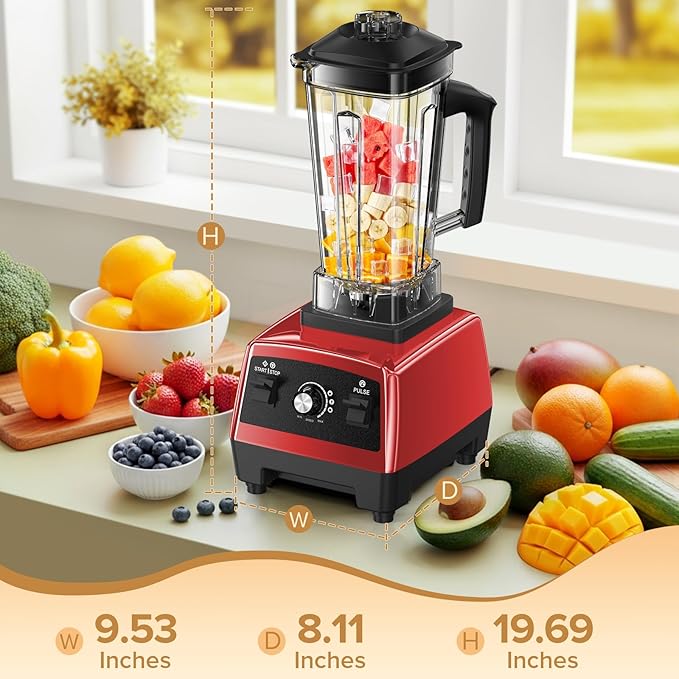 Blender for Smoothies Blenders for Kitchen with 68Oz. Pitcher and 20Oz.Juicer Container Smoothie Blender for Ice Crushing Frozen Fruits Red