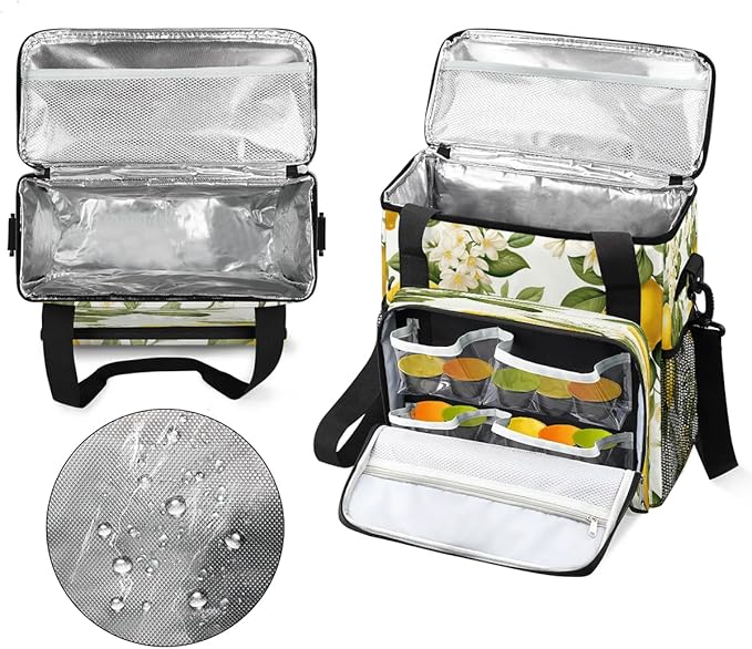 Flowering Lemon Printed Coffee Maker Carrying Bag for Keurig K-Mini or K-Mini Plus Storage Portable Coffee Maker Travel Bag