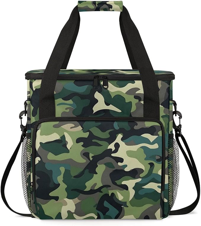 Camouflage Color Coffee Maker Travel Bag for Keurig K-Mini/K-Mini Plus Insulated Waterproof Tote with Pockets for K-Cup Portable Single-Serve Brewer Case