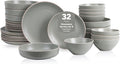 Stone Lain Lauren Stoneware Rustic Plates and Bowls Set Dinnerware Service for 8 Speckled Green Dishwasher &amp Microwave Safe 32-Piece