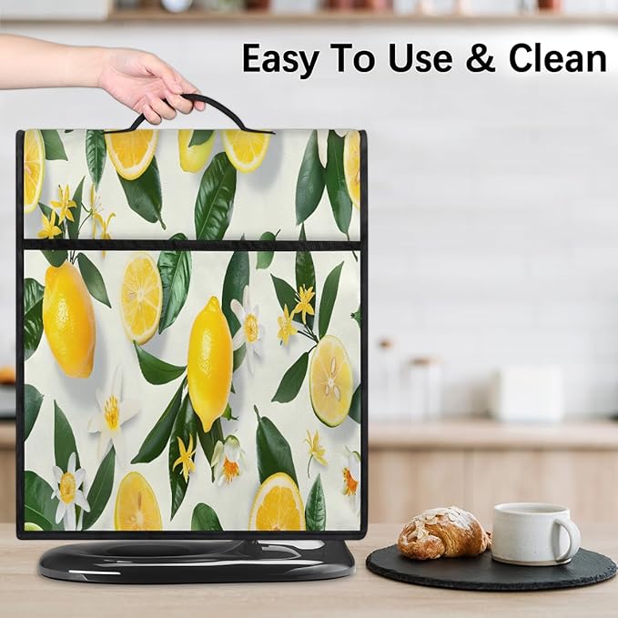 cfpolar Kitchen Aid Mixer Cover Compatible with 6-8 Quarts Yellow Lemon Flower Stand Mixer Cover Kitchen Aid Mixers Accessories Appliance Organizer Bag Dust Covers with Zipper Pocket