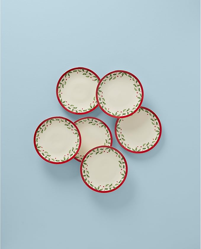 Lenox 893491 Holiday 6-Piece Accent Plate Set Christmas Dinnerware Hosting