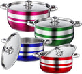 TEHAUX 4pcs Stainless Steel Induction Cookware Set with Antiscald Handles Multipurpose Kitchen Pots for Pasta Soup Compatible with Gas Electric Stoves Stock Pots