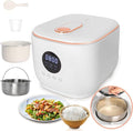 Small Low Carb Rice Cooker 6 Cup 3L Mini Low Sugar Rice Cooker with Steamer Basket 5 Cooking Functions Smart Starch Removing 8H Keep Warm for PorridgeSoupQuick RiceWhite Rice(White)
