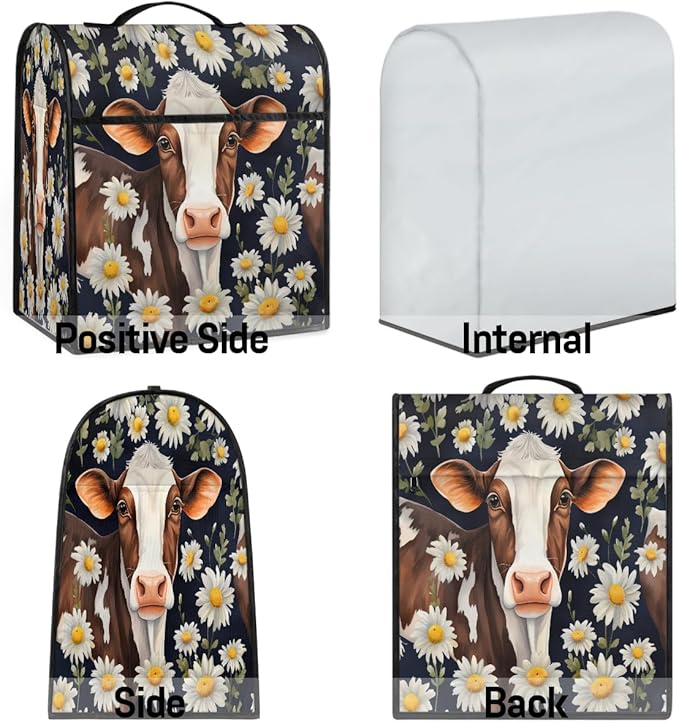 cfpolar Kitchen Aid Mixer Cover Compatible with 6-8 Quarts Flowers Daisy Cow Stand Mixer Cover Kitchen Aid Mixers Accessories Appliance Organizer Bag Dust Covers with Zipper Pocket