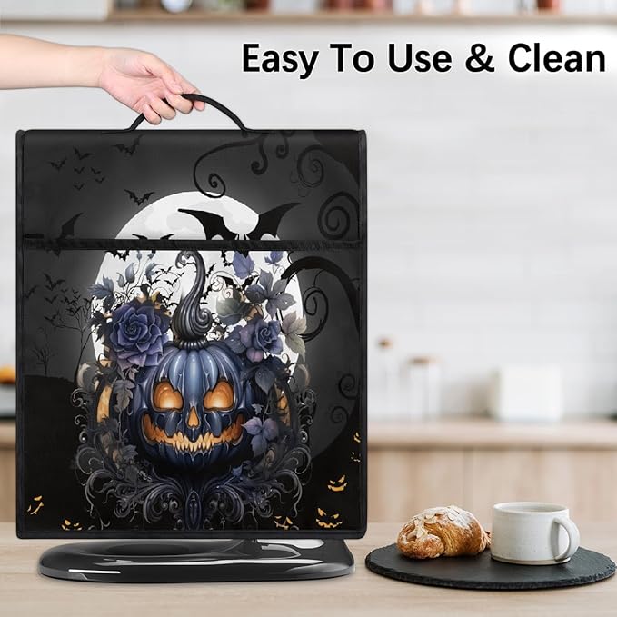 cfpolar Kitchen Aid Mixer Cover Compatible with 6-8 Quarts Halloween Pumpkin Flowers Bats Stand Mixer Cover Kitchen Aid Mixers Accessories Appliance Organizer Bag Dust Covers with Zipper Pocket