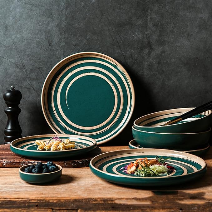 GaRcan Plates and Bowls Sets Porcelain Dinnerware Sets 16 Piece Ceramics Round Dinner Dish Sets Dinnerware Set with Dinner Plates Dessert Plates