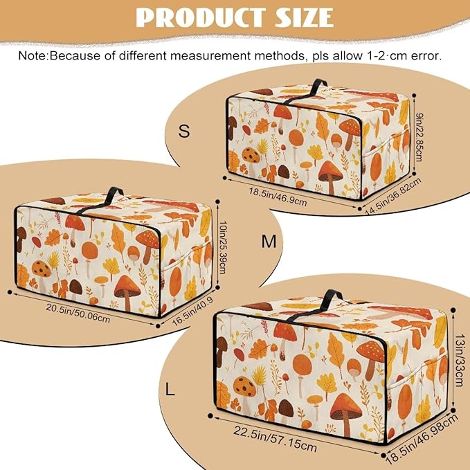Fallen Leaves Mushroom Toaster Oven Cover Waterproof Air Fryer Compatible for Air Fryer/French Door 360 Air Fryer Toaster Oven Combo With Organizing Side Pockets