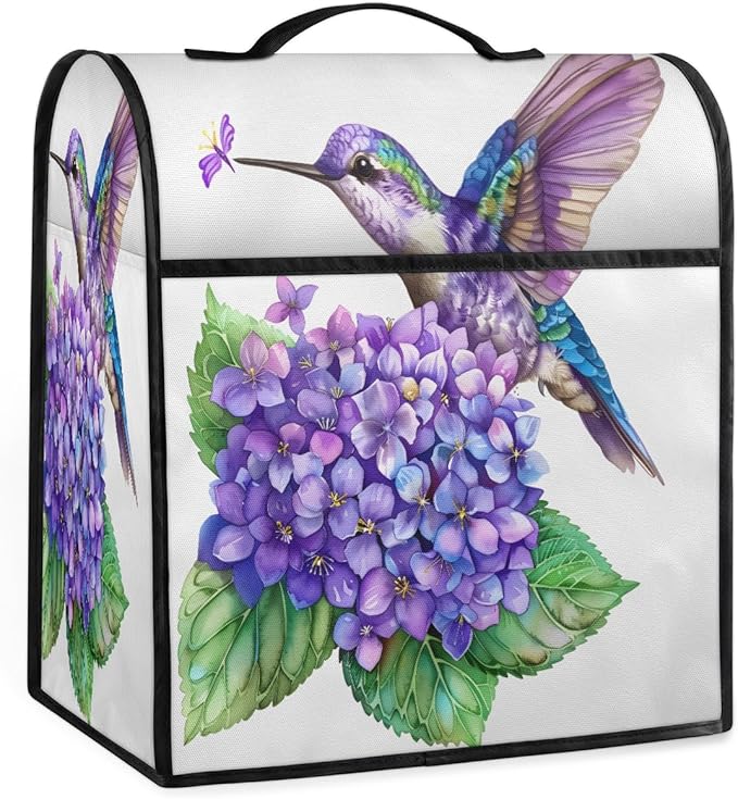 cfpolar Kitchen Aid Mixer Cover Compatible with 6-8 Quarts Flowers Watercolor Hummingbird Stand Mixer Cover Kitchen Aid Mixers Accessories Appliance Organizer Bag Dust Covers with Zipper Pocket