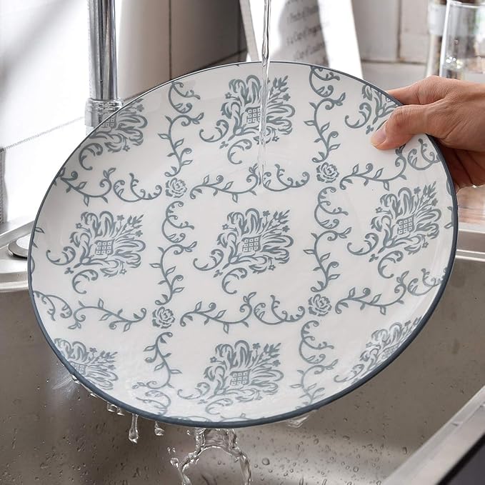 12-Piece Dinnerware Set Ceramic Dish Set with Plates Bowls Nonstick Durable Stoneware Grey for Kitchen