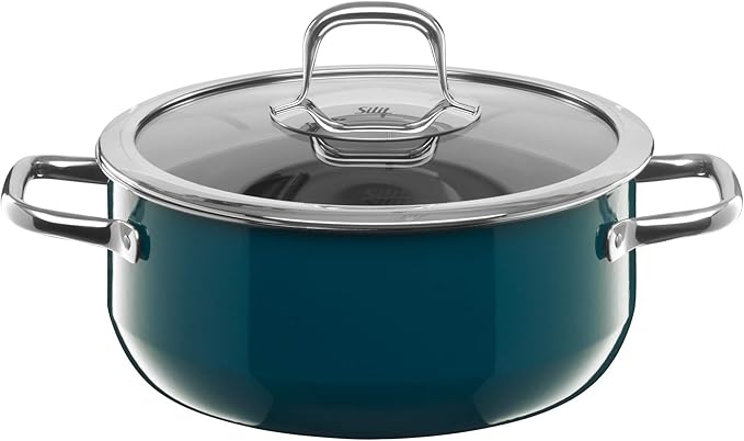 Silit Compact 4-Piece Induction Saucepan Set with Glass Lid Silargan Functional Ceramic Induction Pots Set Nickel-Free Petrol Blue