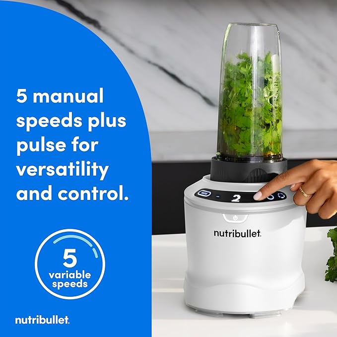 nutribullet® SmartSense Blender Combo 1400W 64oz Pitcher 32oz &amp 24oz Cups 5-Speed Smoothies Ice and Frozen Fruit Nut Milk Soup Matte White NBF50700AW
