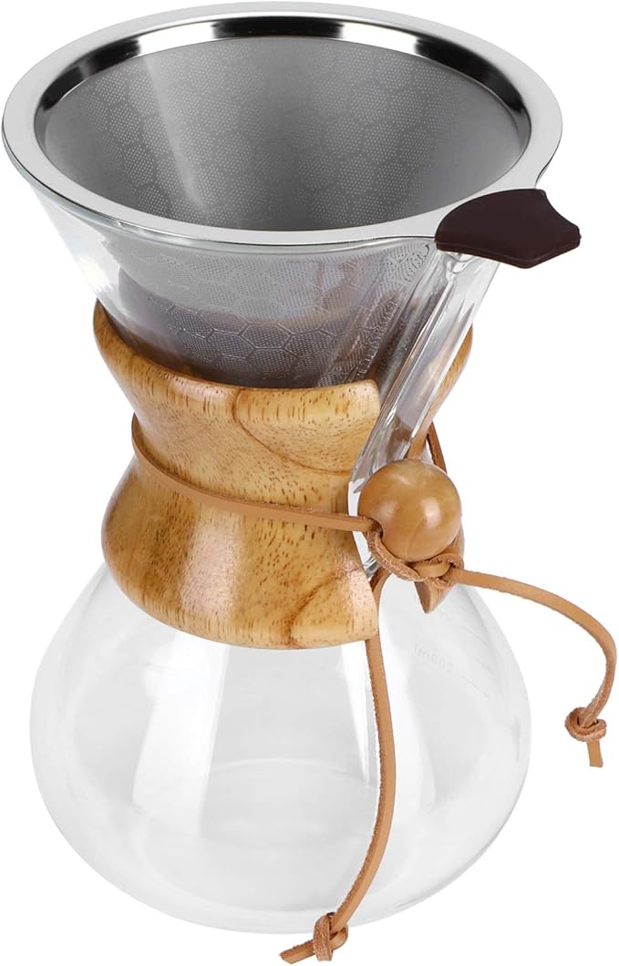 Coffee Maker Gorgeous Appearance Coffee Machine HighTemperature Resistant Coffee Drip Pot Safe And Healthy Reusable With Stainless Steel Filt for Home Office (600ml) BROLEO9arwu30gqz-12