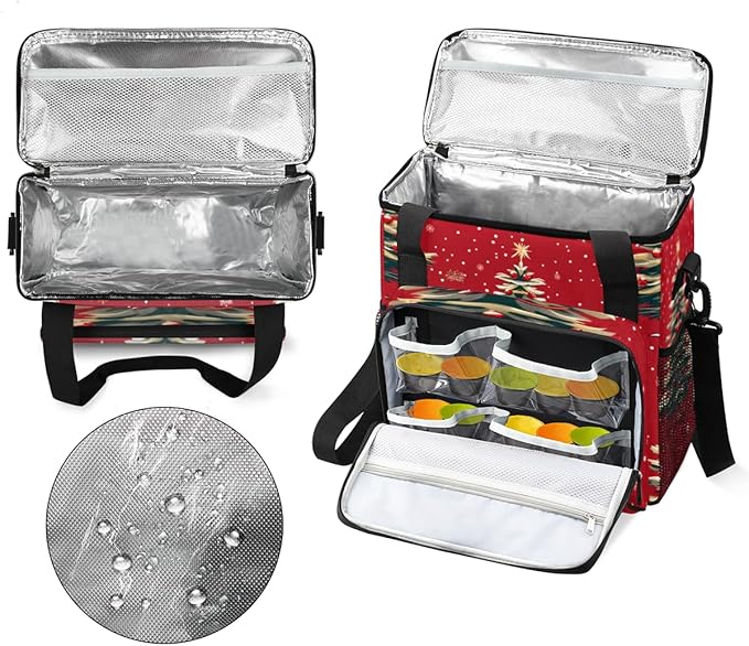 Christmas Festivals Coffee Maker Carrying Bag Colorful Tree Travel Storage Bag Compatible with K-Mini or K-Mini Plus Single Serve Coffee Brewer Carrying Case with Multiple Pockets &amp Shoulder Str
