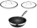 HexClad Hybrid Nonstick 3-Piece Cookware Set 10 Wok 10 Lid and 8 Lid Stay-Cool Handles Dishwasher and Oven-Safe Induction Ready Compatible with All Cooktops