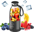 Portable Blender 500ML Personal Blender for Shakes and Smoothies Traveling Fruit Veggie Juicer Cup USB Rechargeable with Six Blades for Sports Travel and Outdoors (black)