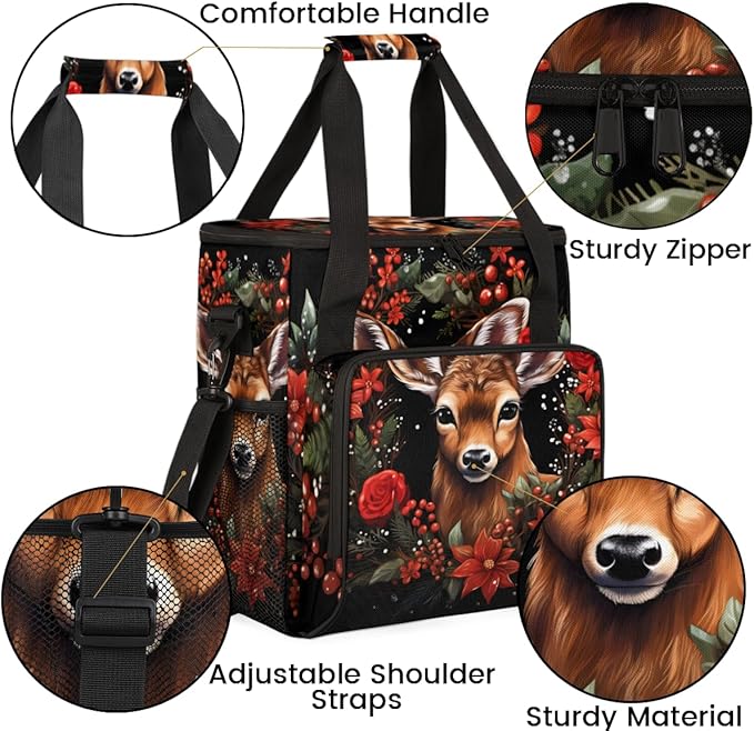 Flowers Giraffe Coffee Maker Carrying Bag Gorgeous Giraffe Travel Storage Bag Compatible with K-Mini or K-Mini Plus Single Serve Coffee Brewer Carrying Case with Multiple Pockets &amp Shoulder Stra