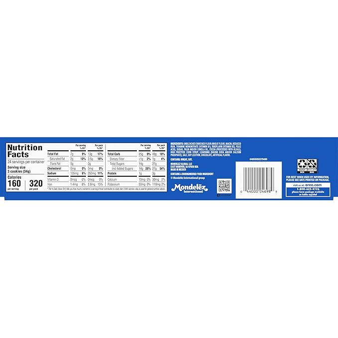 OREO Chocolate Sandwich Cookies School Lunch Box Snacks 2.4 Ounce (Pack of 12)