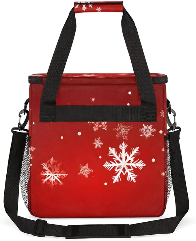 Xmas Snowflakes Coffee Maker Carrying Bag Dreamy Snowflakes Travel Storage Bag Compatible with K-Mini or K-Mini Plus Single Serve Coffee Brewer Carrying Case with Multiple Pockets &amp Shoulder Str