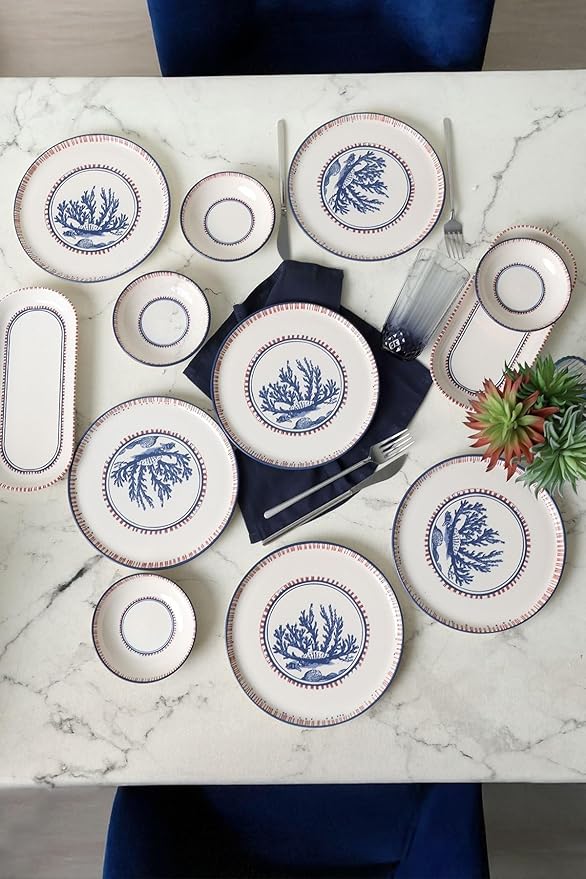 Dinnerware Set - Marine Wonders - 12 Pieces - 6 Persons - Stoneware