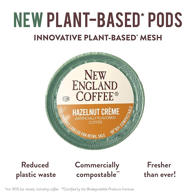New England Coffee Hazelnut Crème Medium Roast Single Serve Pods 12ct Box (Pack of 6)