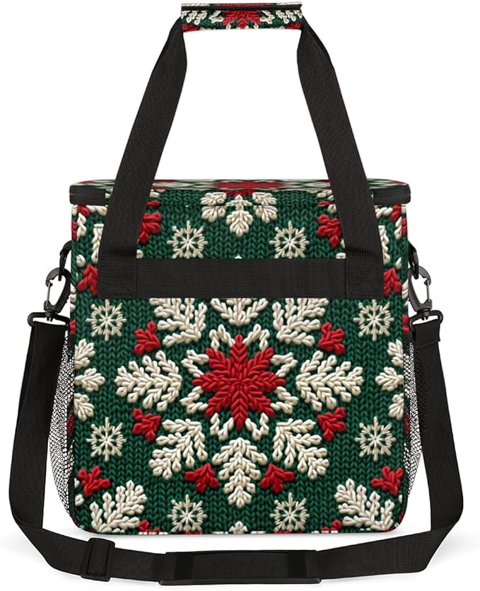 Christmas Snowflakes Coffee Maker Carrying Bag Abstract Snowflakes Travel Storage Bag Compatible with K-Mini or K-Mini Plus Single Serve Coffee Brewer Carrying Case with Pockets &amp Shoulder Strap