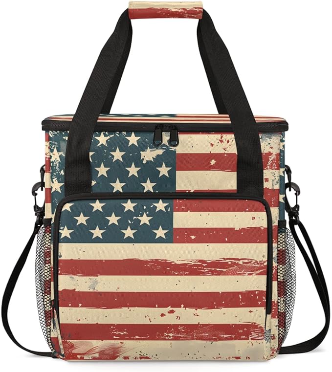 4th of JulyThirteen stripes Coffee Maker Carrying Bag Travel Storage Bag Compatible with K-Mini or K-Mini Plus Single Serve Coffee Brewer Carrying Case with Multiple Pockets &amp Shoulder Strap