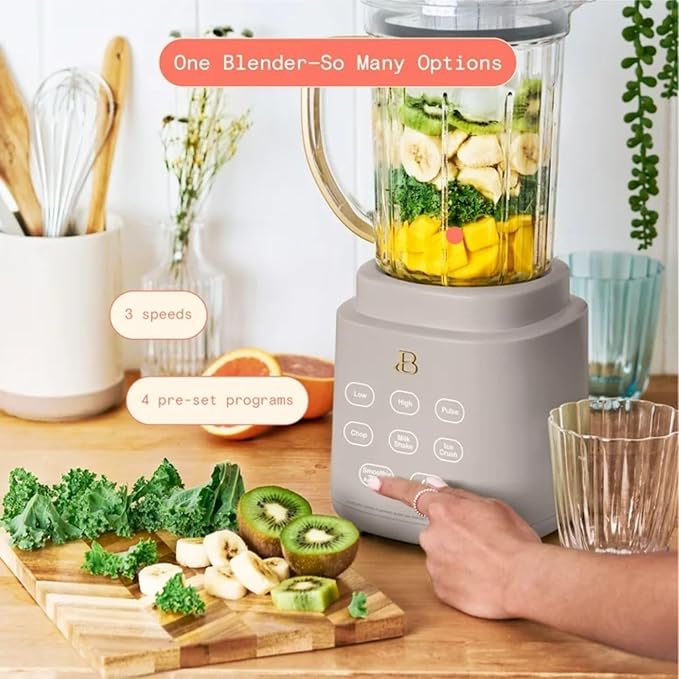 High Performance Countertop Blender System with Personal Blending Cups Ice Crushing Smoothie and Food Processing (Porcini Taupe)