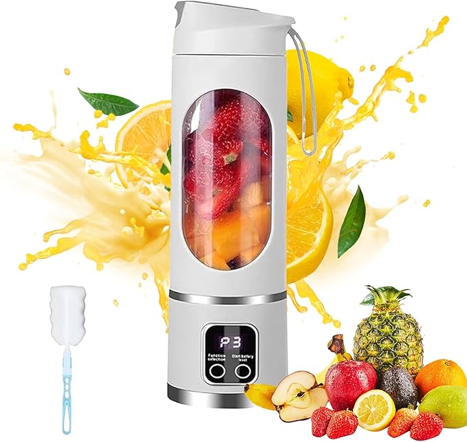 Digital Display Juicer 450ml Portable Digital Display Juicer With 12 Stainless Steel Blades For Smoothies Liquid Diet(#02)