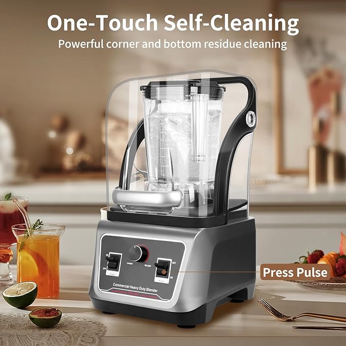 Commercial Blender with Soundproof Shield 70 Oz Quiet Professional Blenders Heavy Duty Blender with Strong and Quiet Professional-Grade Power Self-Cleaning Quiet Sound Enclosure 2200W