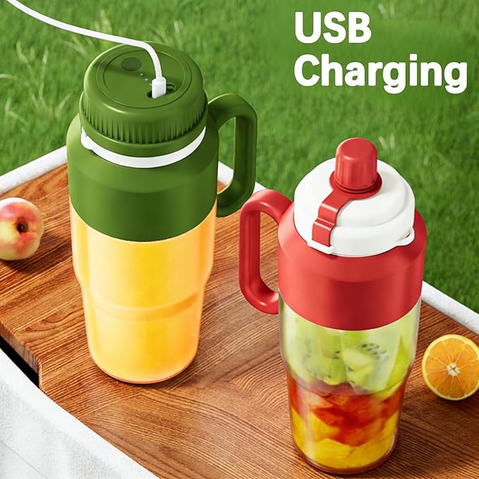 Portable Blender for Smoothies – Personal Blender &amp Juicer with 38-Blade Stainless Steel USB Rechargeable Cordless for Home/Office/Gym (red)