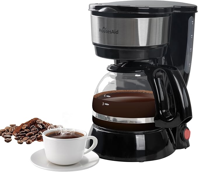 5 Cup Coffee Maker Compact Small Coffee Machine for 1-2 People 0.75L Glass Carafe 2-Hour Auto Shut-Off 650W Fast Brew Space Saving for Apartment Dorm &amp Office