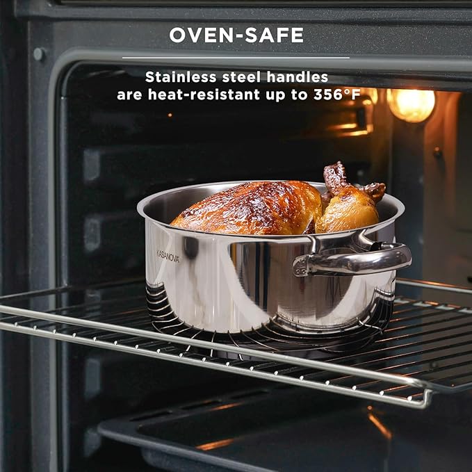 Grand Family 9Pcs Cookware set Stainless steel pots Nonstick aluminum frying pans PFOA-free Induction safe Oven-safe up to 356°F