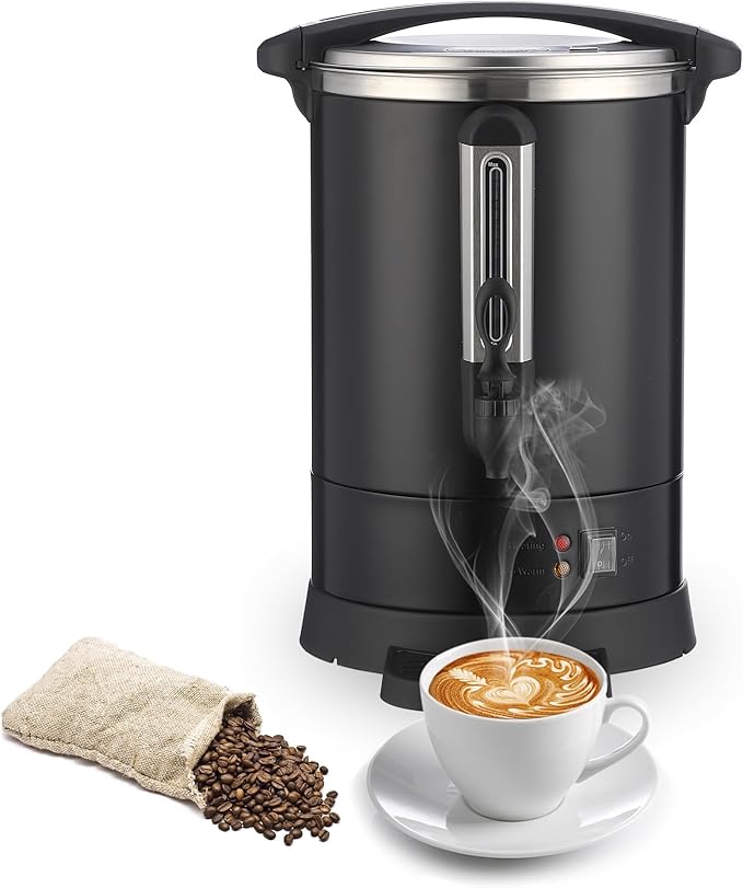 100 Cups Coffee Urn&ampHot Beverage Dispenser 14 L/3.7 Gal Double Wall Commerical Coffee Maker Large Capacity Hot Coffee Dispenser for Buffet Catering Wedding Gathering Stainless Steel Hot Water U