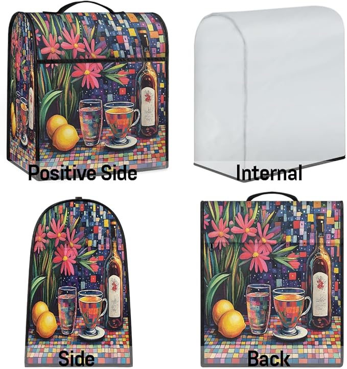 cfpolar Kitchen Aid Mixer Cover Compatible with 6-8 Quarts Flower Lemon Oil Painting Stand Mixer Cover Kitchen Aid Mixers Accessories Appliance Organizer Bag Dust Covers with Zipper Pocket