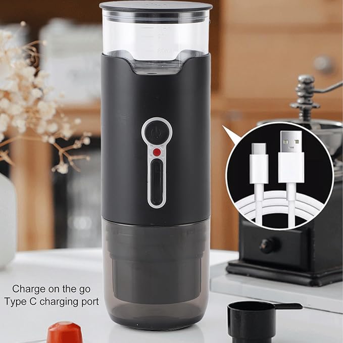 Portable Coffee Maker Portable Espresso Machine Built in Battery 15 Bar Mini Coffee Maker USB Rechargeable Automatic Electric Coffee Maker for Travel Camping Office Home