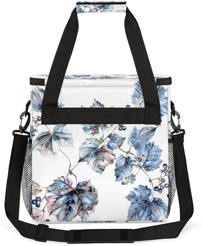Grapes Fruit Leaves Coffee Maker Carring Bag Large Insulated Storage Organizer Case Tote Bags with Shoulder Strap for Travel Work Picnic