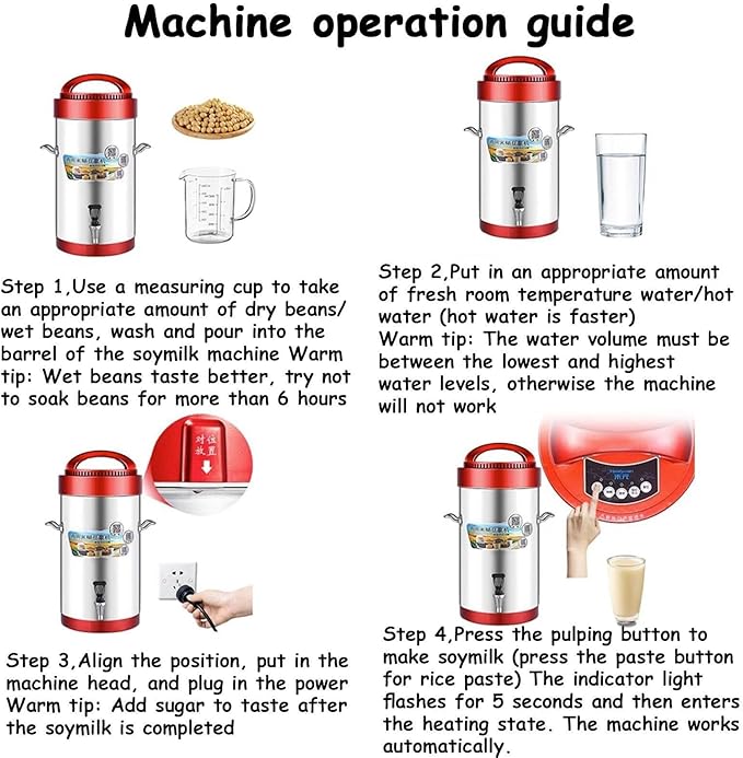 Soymilk Maker Automatic Nut Milk Maker with LED Display/Auto Cleaning for Homemade Soy Almond Plant Oat Milk(10L)