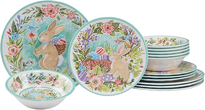 Certified International Joy Of Easter 12 Piece Melamine Dinnerware Set Service For 4