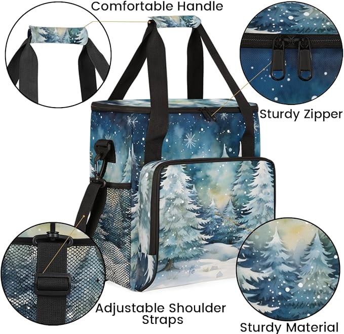 Retro Christmas Tree Coffee Maker Carrying Bag Portable Travel Storage Tote Bag Compatible with K-Mini or K-Mini Plus Single Serve Coffee Brewer Carrying Case with Multiple Pockets &amp Shoulder St