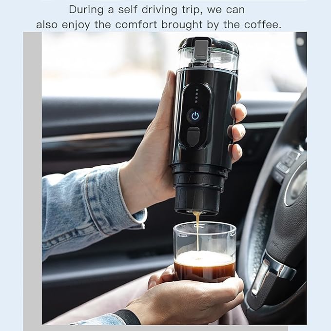 Portable Espresso Coffee Maker Travel Electric Espresso Machine With Heat Function Compatible with Powder and Coffee Capsules 92 ℃ and 20 Bar Pressure Extraction for Office Trips