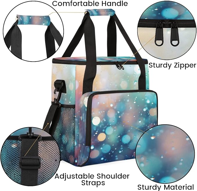 Glitter Coffee Maker Carrying Bag Green Neon Portable Travel Storage Tote Bag Compatible with K-Mini or K-Mini Plus Single Serve Coffee Brewer Carrying Case with Multiple Pockets &amp Shoulder Stra