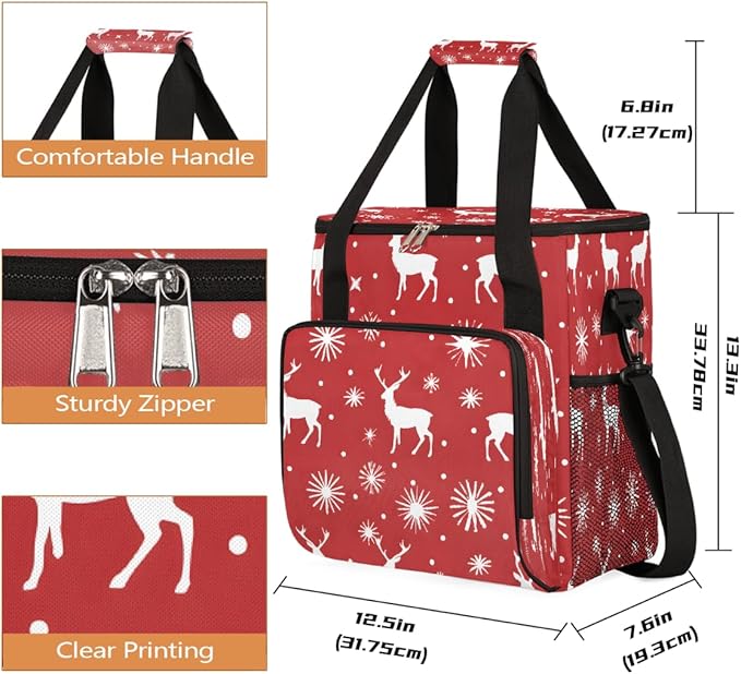 Christmas (751) Coffee Maker Carring Bag Travel Carrying Storage Tote Bag Compatible with Keurig K-Mini or K-Mini Plus Portable Single Serve Coffee Brewer Case with Pockets for K-cup Pods
