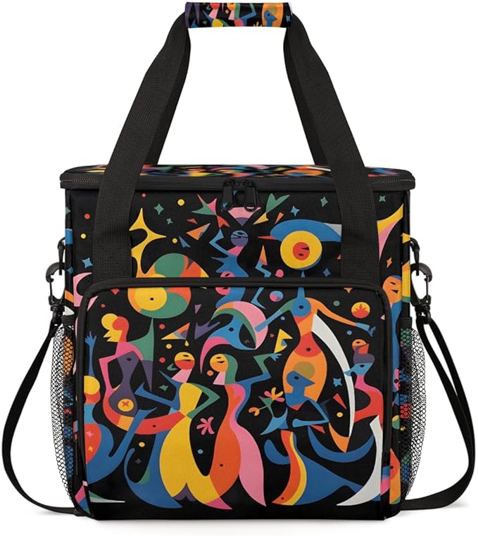 Abstract Pattern Coffee Maker Carrying Bag Portable Travel Storage Tote Bag Compatible with K-Mini or K-Mini Plus Single Serve Coffee Brewer Carrying Case with Multiple Pockets &amp Shoulder Strap
