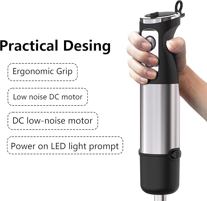 Immersion Blender Handheld 3 in 1 Hand Mixer Electric Handheld for Kitchen Corded Stick Hand Emulsion Blender with Whisk and Milk Frother for Baby Food Smoothie Puree Soup Sauces