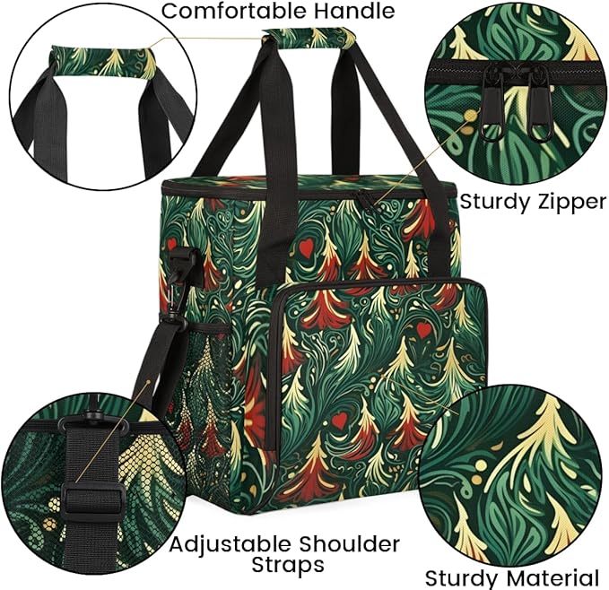 Xmas Tree Coffee Maker Carrying Bag Magic Tree Portable Travel Storage Tote Bag Compatible with K-Mini or K-Mini Plus Single Serve Coffee Brewer Carrying Case with Multiple Pockets &amp Shoulder St