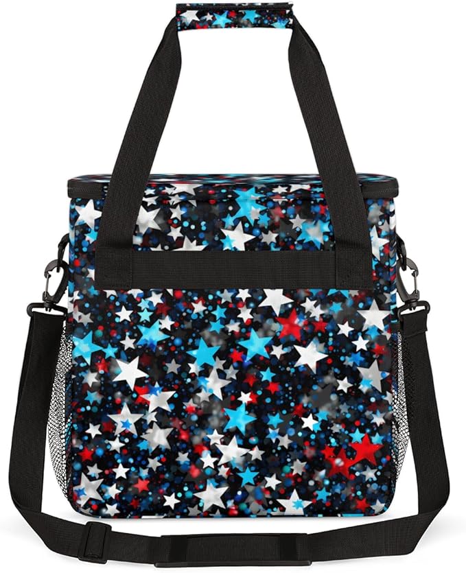 Star-Powered Celebration 4th of July Coffee Maker Carrying Bag Travel Storage Bag Compatible with K-Mini or K-Mini Plus Single Serve Coffee Brewer Carrying Case with Pockets &amp Shoulder Strap